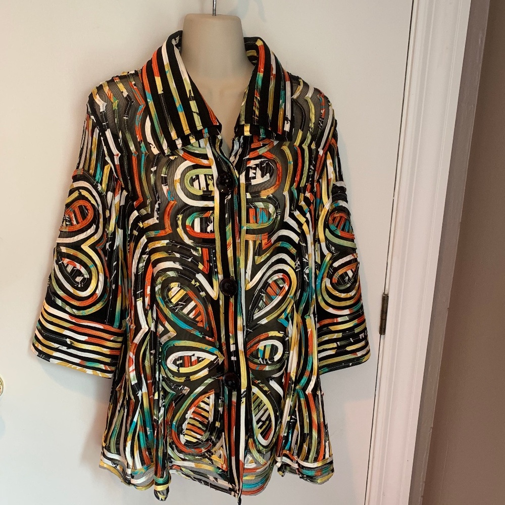 Damee NYC butterfly pattern swing jacket